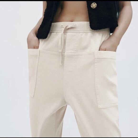 ZARA PANTS THE SLIM CARGO ECRU - Picture 5 of 6